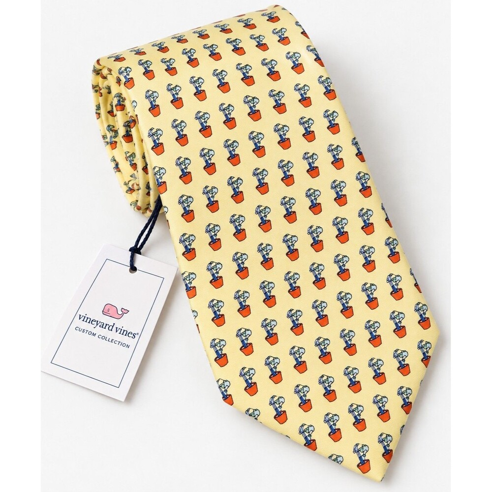 NWT Vineyard Vines Custom Men’s Garden Club Of Philadelphia Silk Tie Yellow